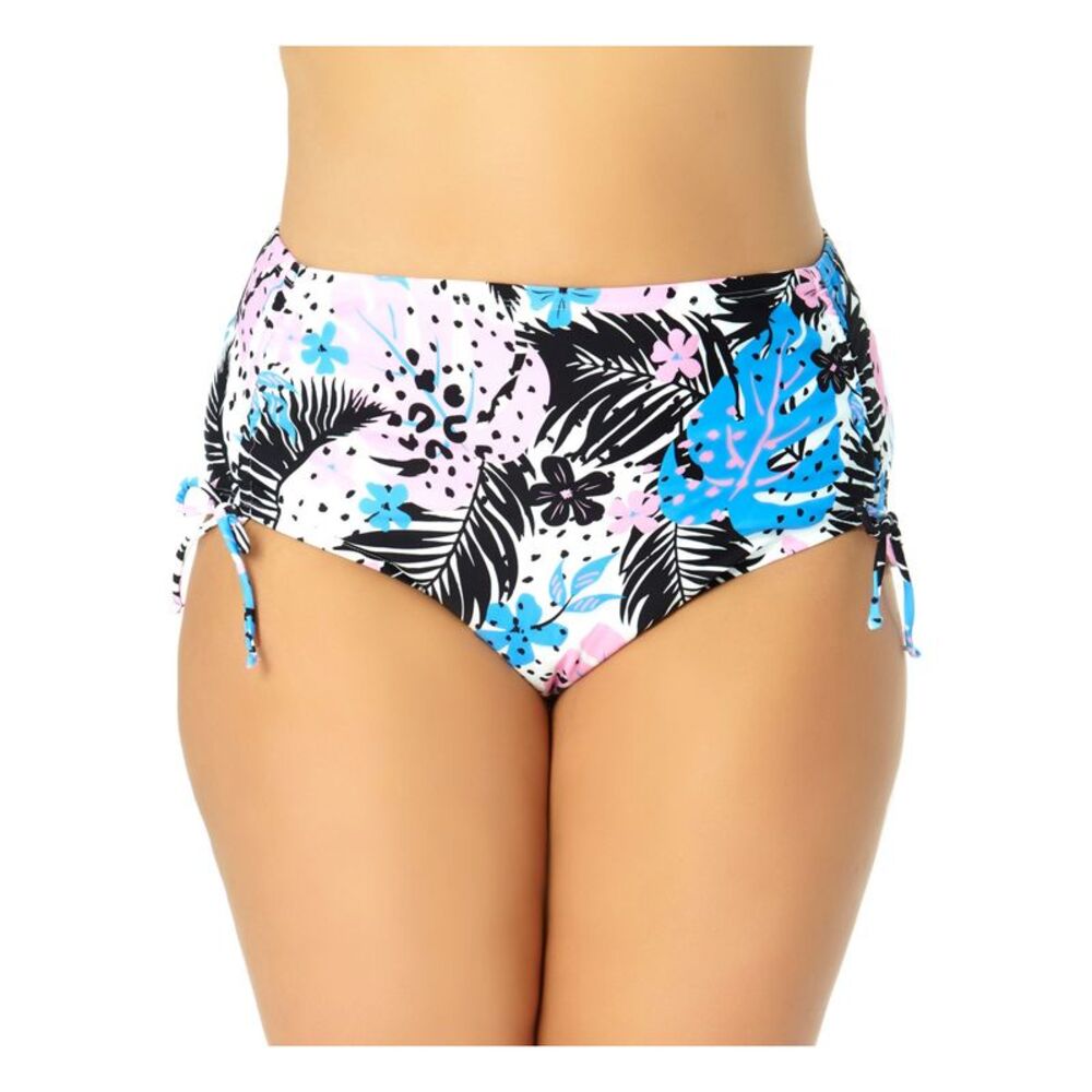 CALIFORNIA WAVES Women's Multi Color Cinched Side-Bikini Swimsuit Bottom 3X